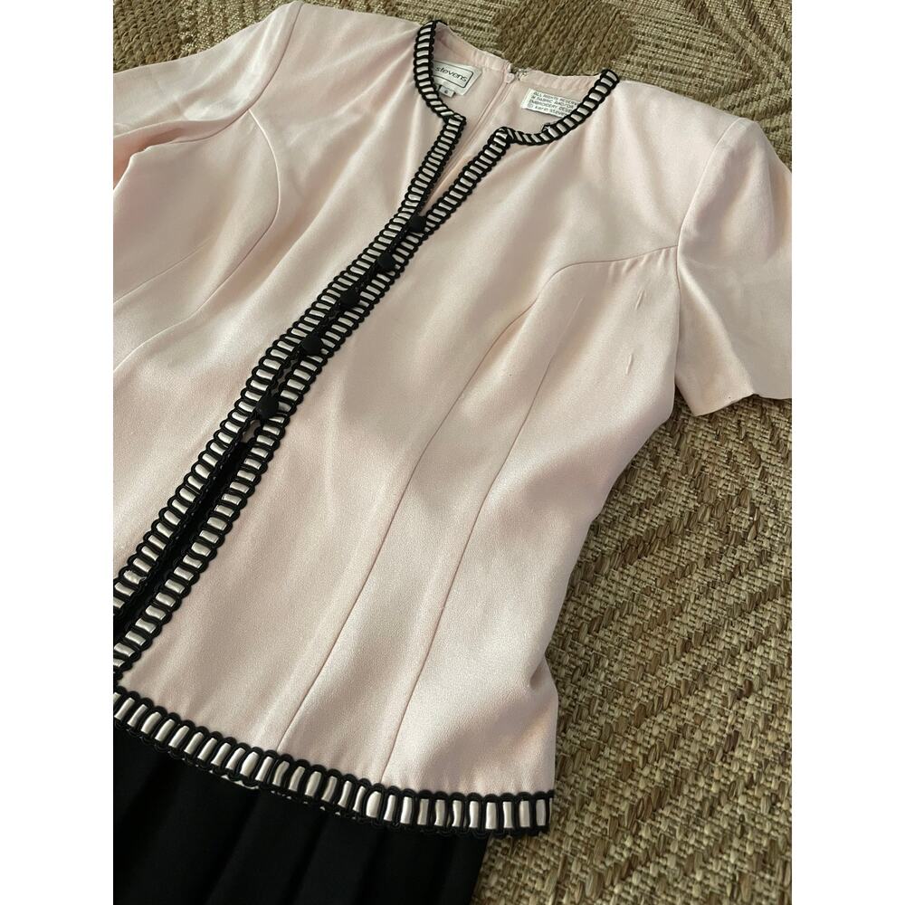 VTG Karin Stevens Pink and Black Maxi dress with Faux Jacket top SZ 6 - Picture 2 of 10